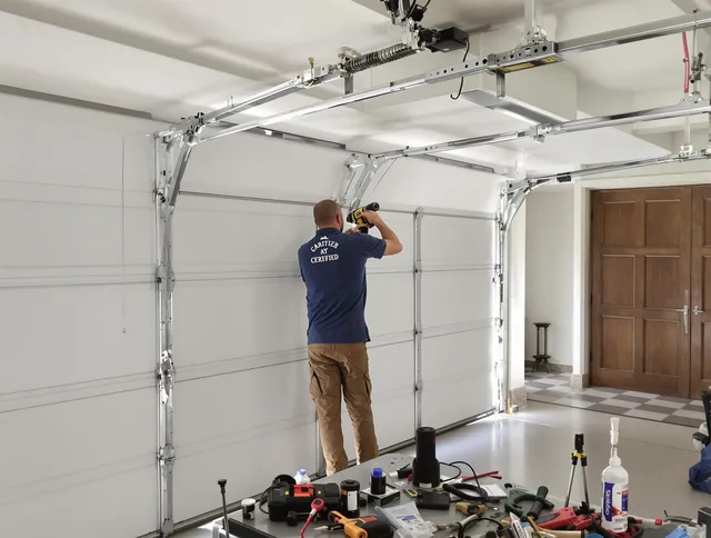 New Canaan Garage Door Repair certified technician performing precision garage door repair in New Canaan