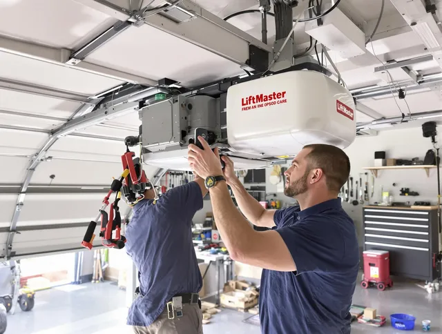 New Canaan Garage Door Repair technician performing advanced diagnostics on garage opener in New Canaan