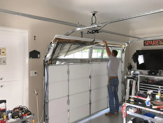 Garage door section replacement by New Canaan Garage Door Repair in New Canaan